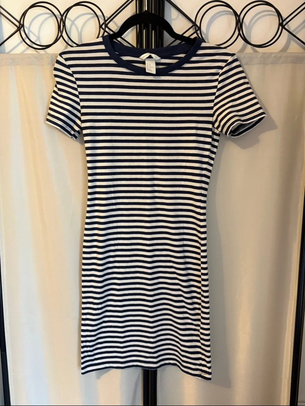 H&M Navy and White Striped Mini Dress